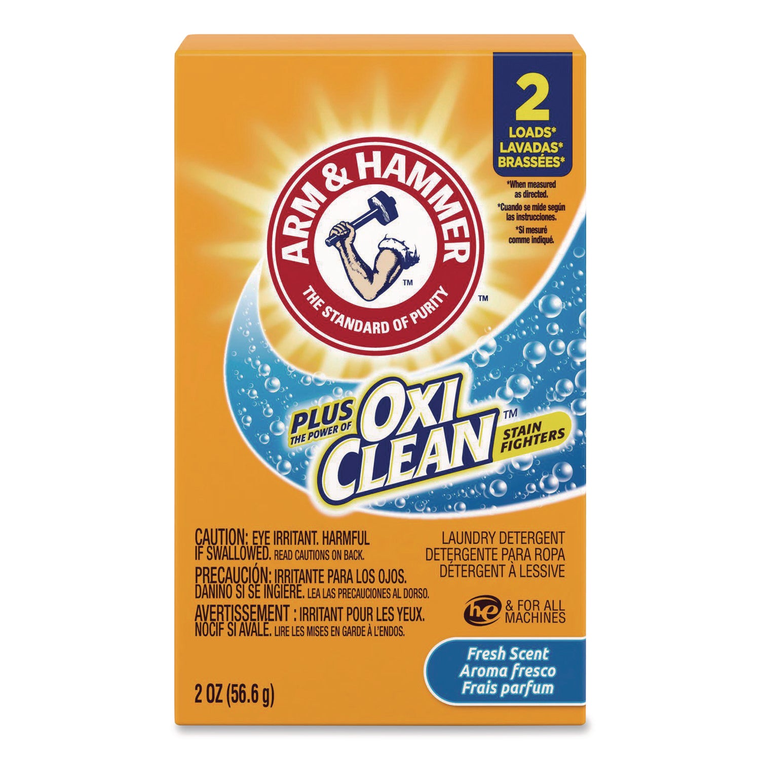 Arm & Hammer™ Plus the Power of OxiClean Powder Detergent, 2 oz Box, 156/Carton