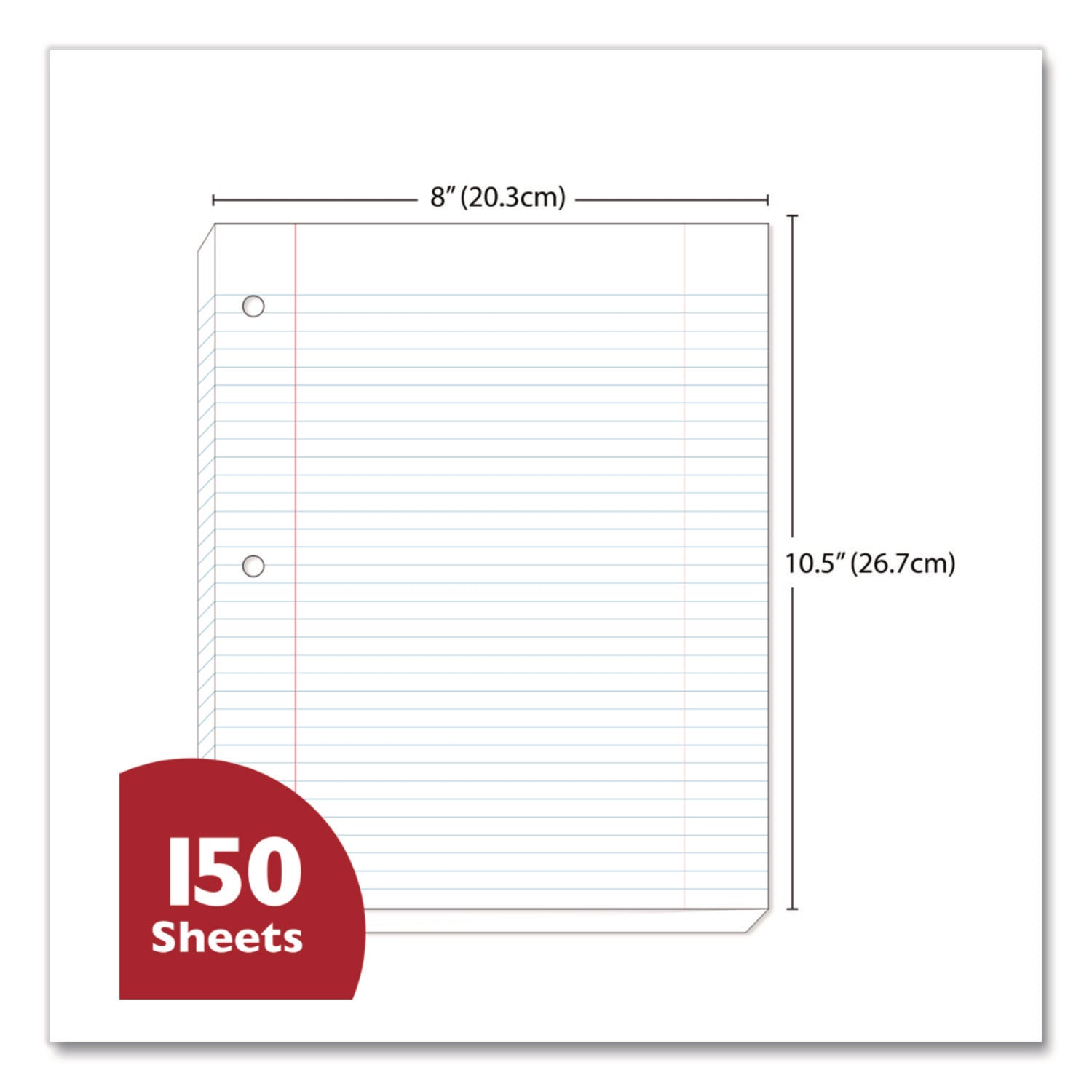 BAZIC® Products Filler Paper, Side: 3-Hole Punched, Wide/Legal Rule, 150/Pack