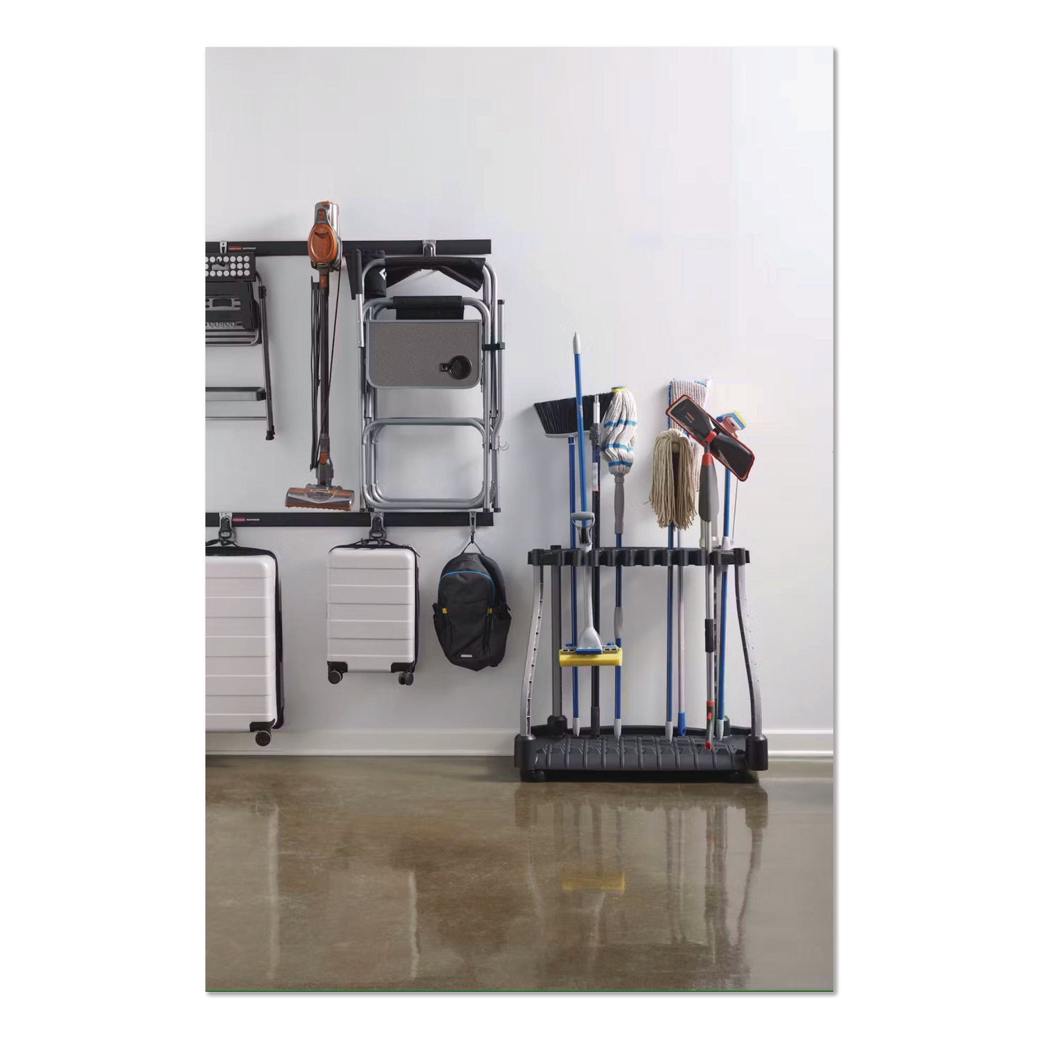 Rubbermaid® FastTrack Garage Tool Tower Rack, Plastic, Holds Up to 40 Tools, 38" x 20.5" x 34.4", Black