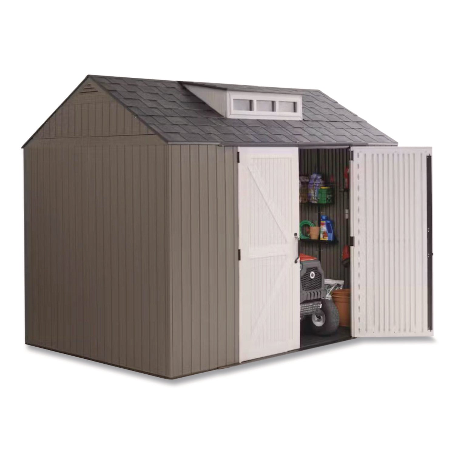 Rubbermaid® Storage Shed, 337 cu ft, 7 ft x 10 ft x 8 ft, Brown