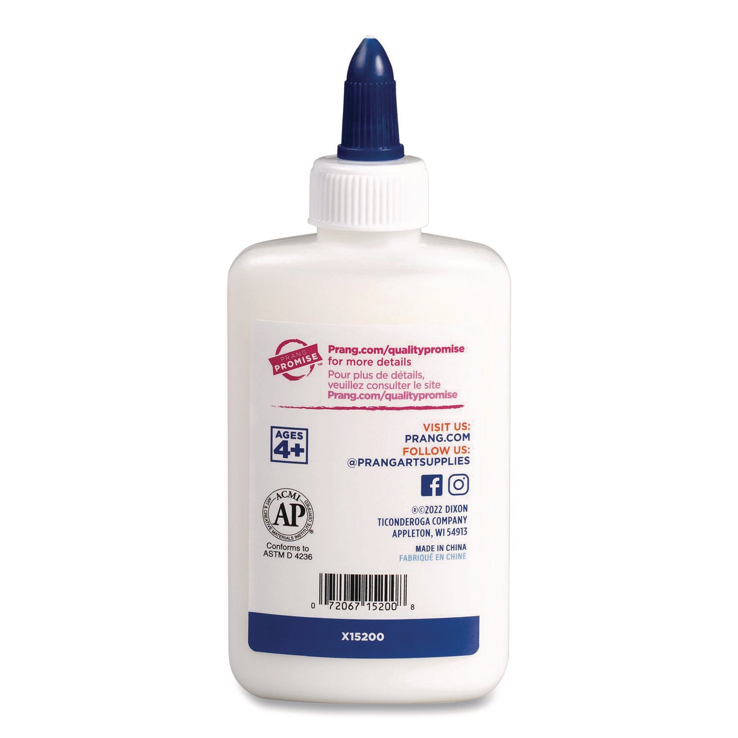 Prang® Washable Liquid White School Glue, 4.4 oz, Dries Clear