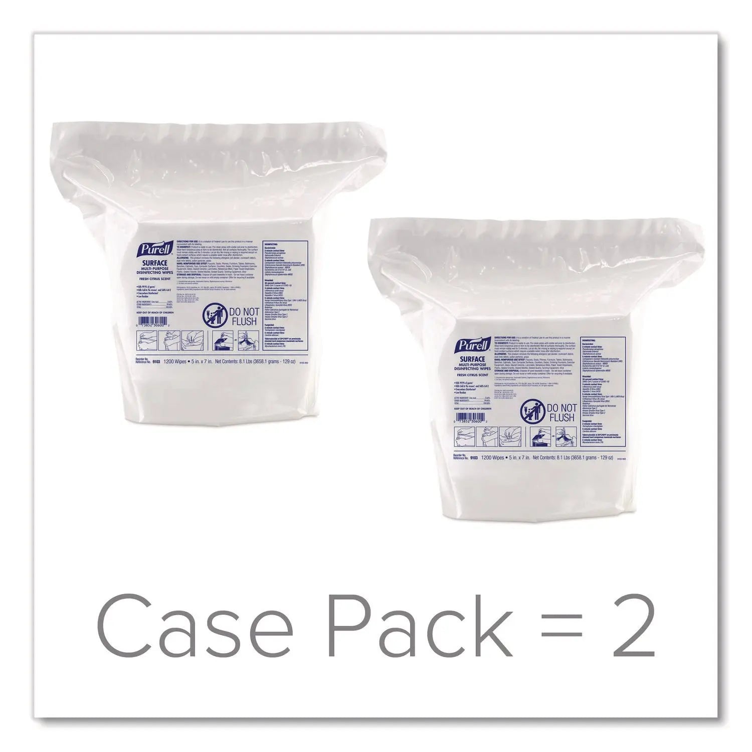 PURELL® Surface Multi-Purpose Disinfecting Wipes 1-Ply 5 x 7 Fresh Citrus White 2-Carton PURELL® Flipcost