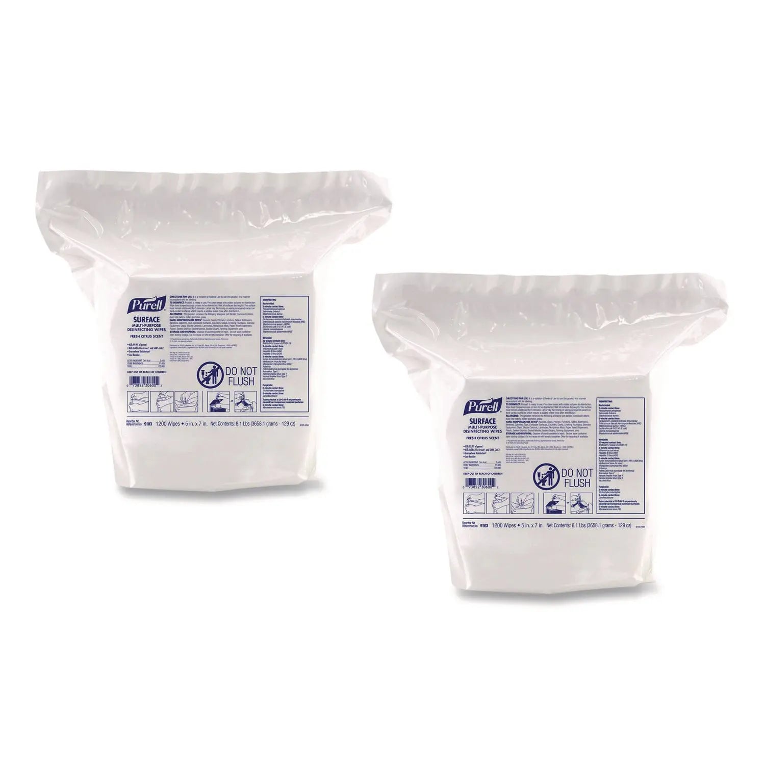 PURELL® Surface Multi-Purpose Disinfecting Wipes 1-Ply 5 x 7 Fresh Citrus White 2-Carton PURELL® Flipcost