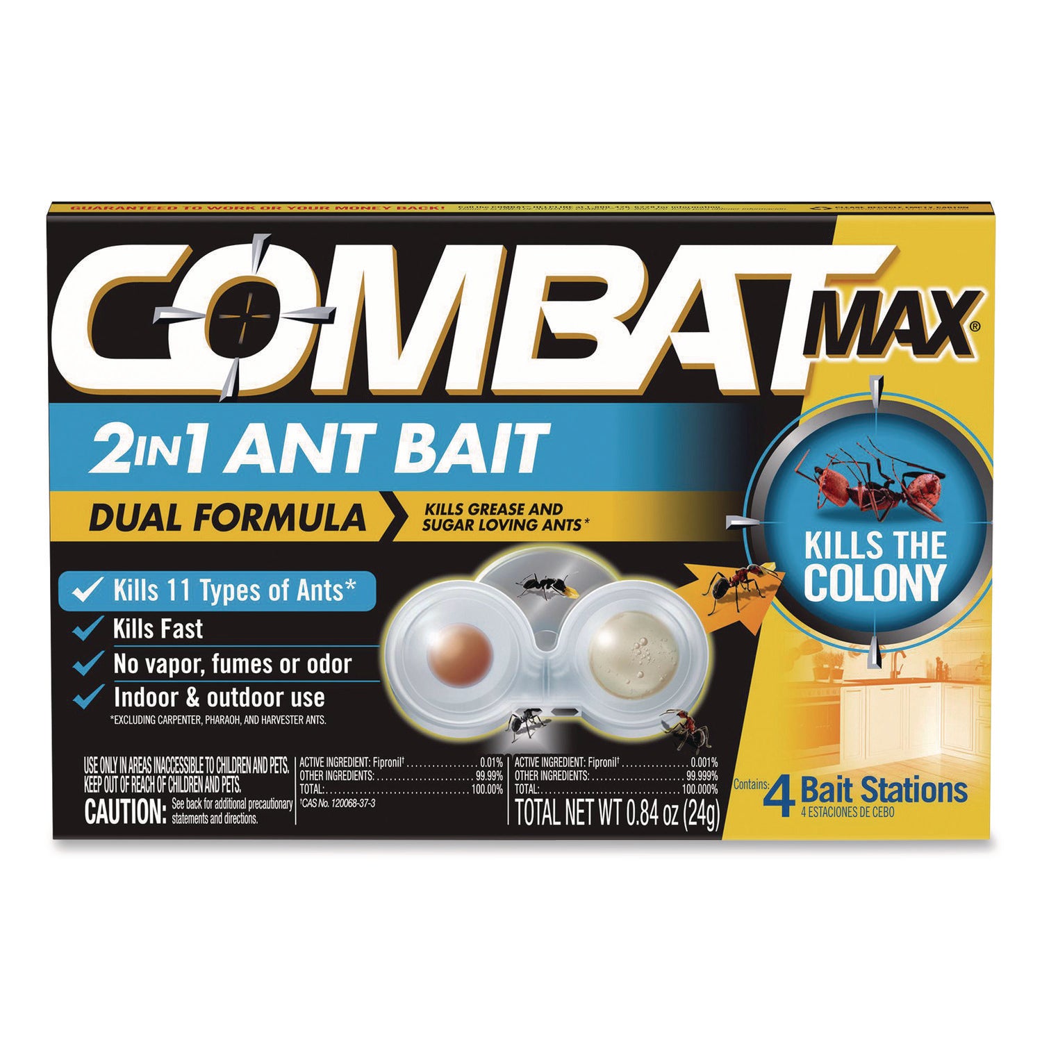 Combat® Max 2-in-1 Ant Bait, 0.84 oz, 4 Bait Stations