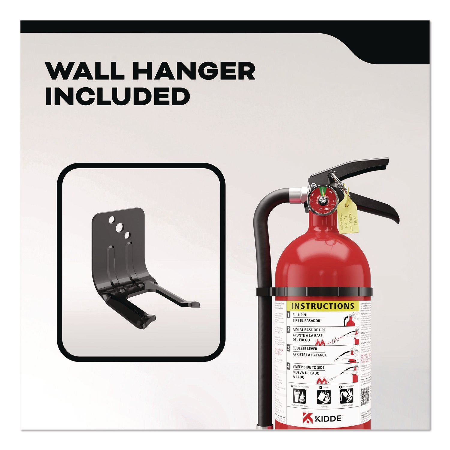 Kidde Pro-5MP Series Fire Extinguisher, with Bracket/Metal Strap, 3-A, 40-B:C, 5.5 lbs