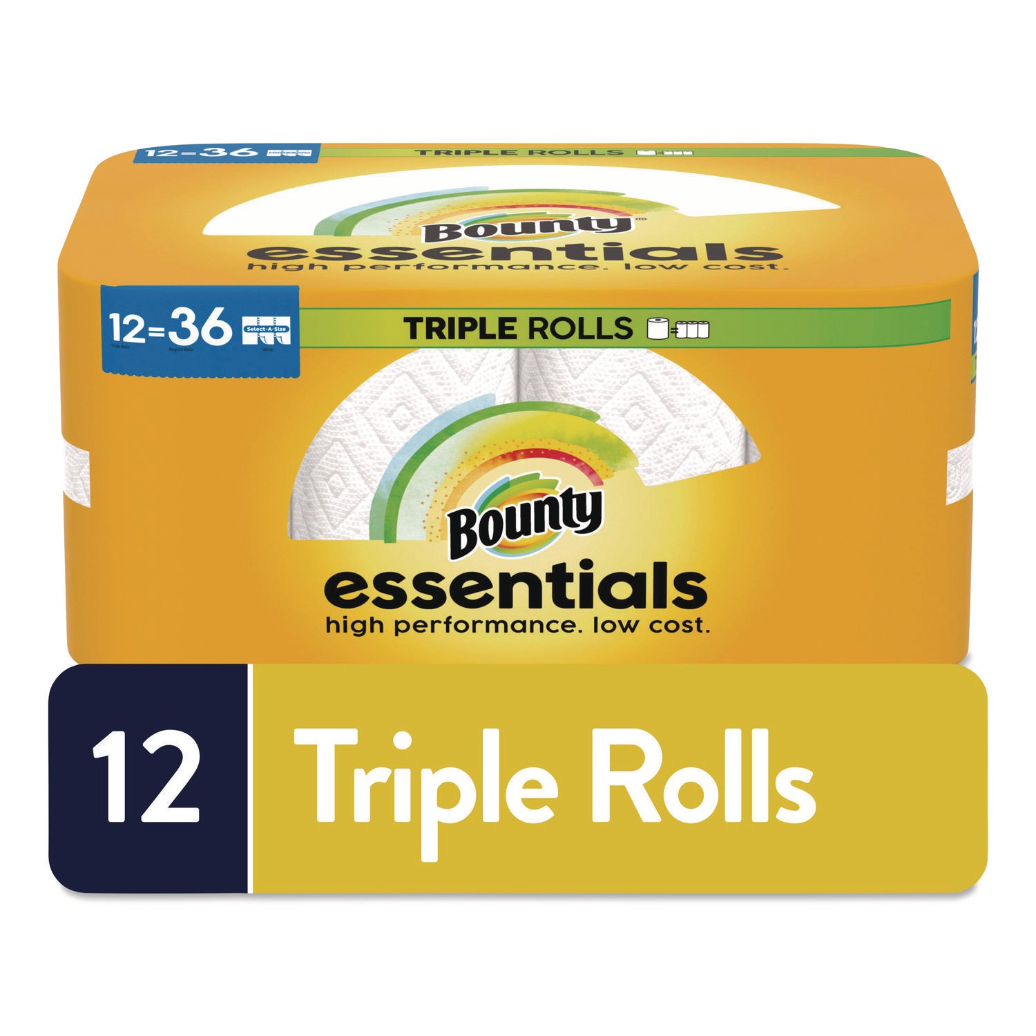 Bounty® Essentials Select-A-Size Kitchen Roll Paper Towels, 2-Ply, 5.9 x 11, White, 162 Sheets/Triple Roll, 12 Rolls/Carton