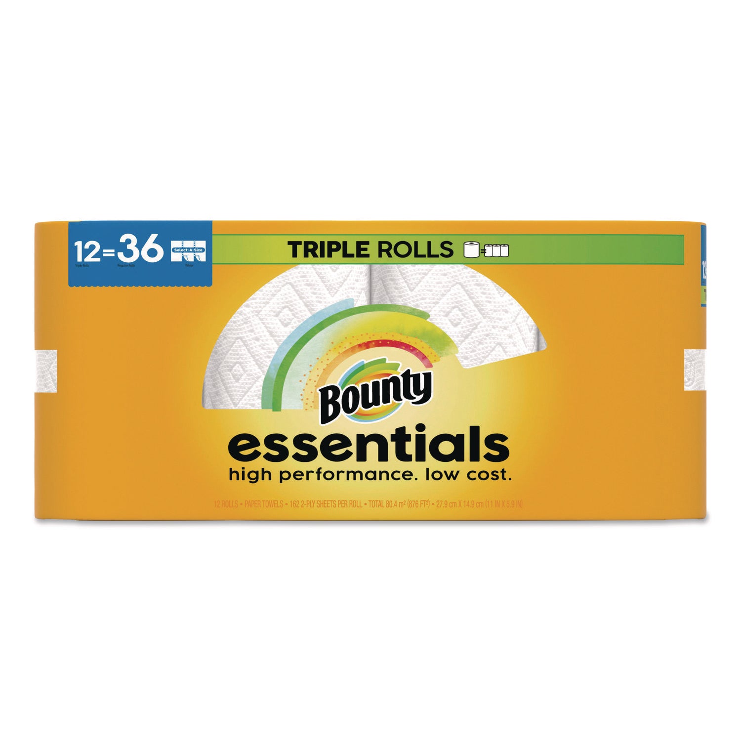 Bounty® Essentials Select-A-Size Kitchen Roll Paper Towels, 2-Ply, 5.9 x 11, White, 162 Sheets/Triple Roll, 12 Rolls/Carton