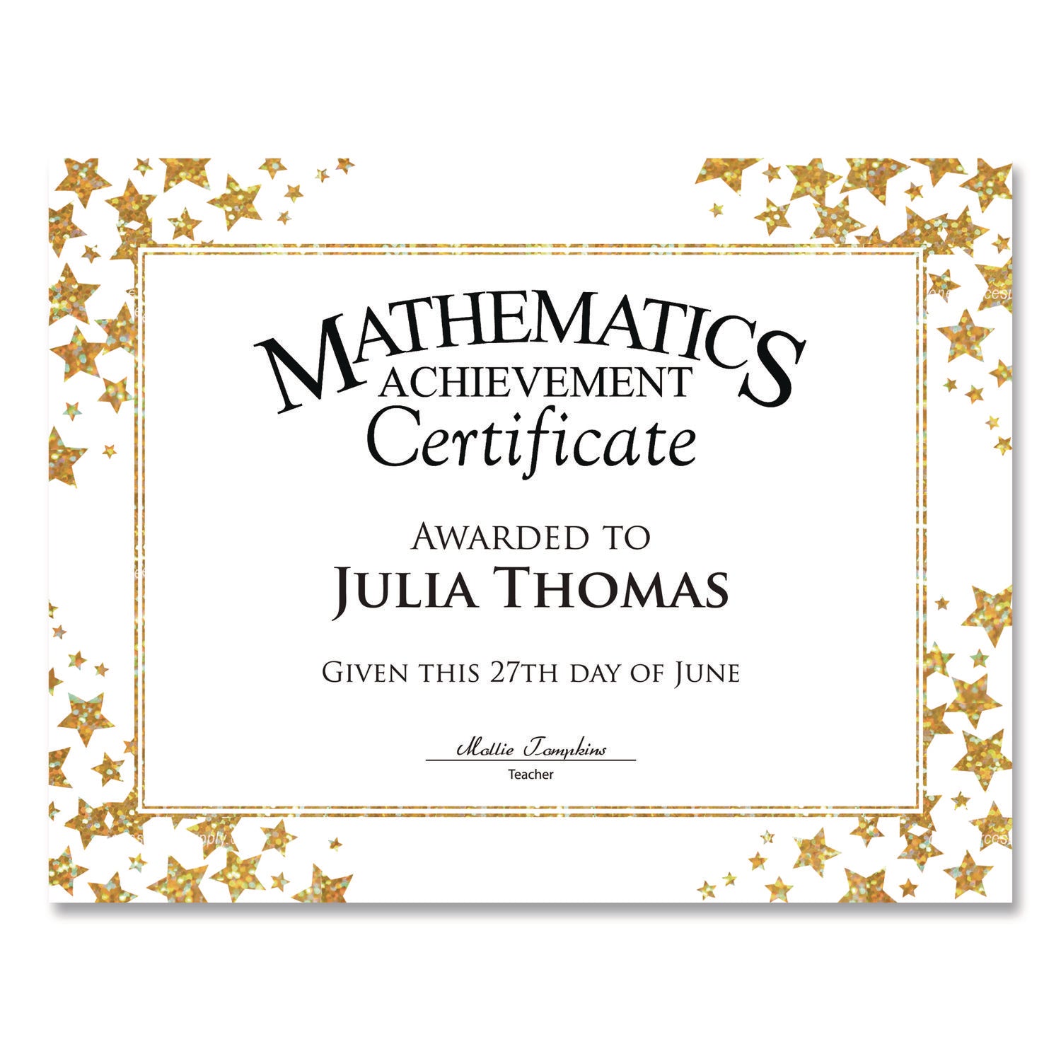 Geographics® Award Certificates, 8.5 x 11, White with Gold/White Star Border, 25/Pack