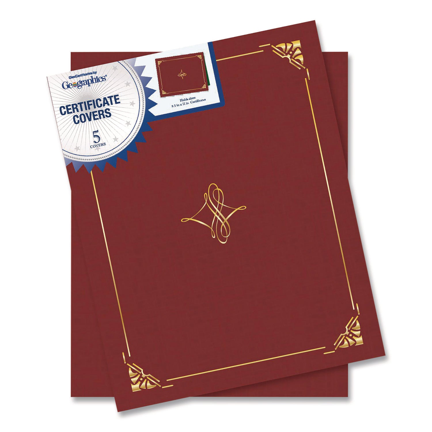 Geographics® Certificate/Document Cover, 8.75 x 11.25, Red, 5/Pack