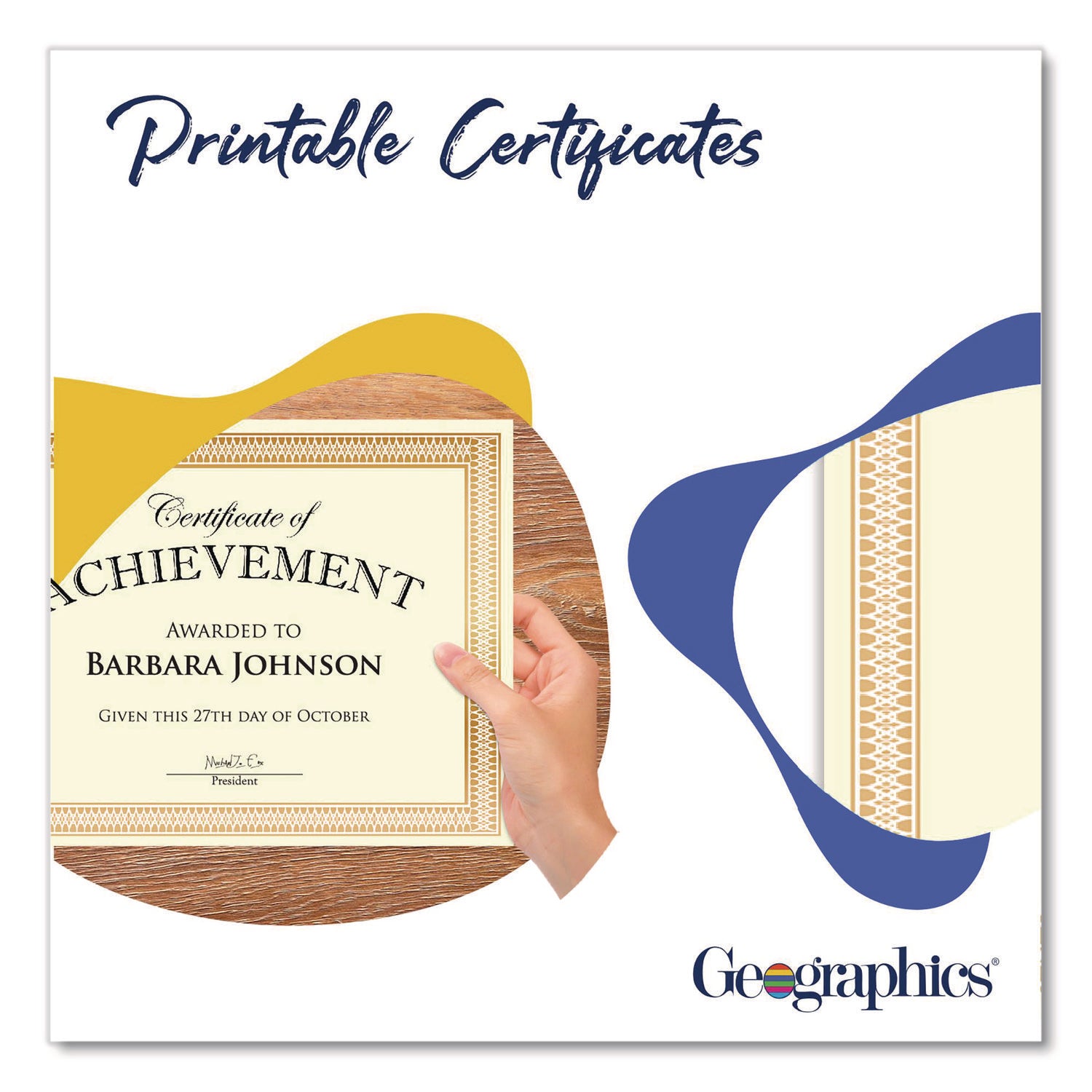 Geographics® Award Certificates, 8.5 x 11, Ivory with Traditional Gold Border, 100/Pack