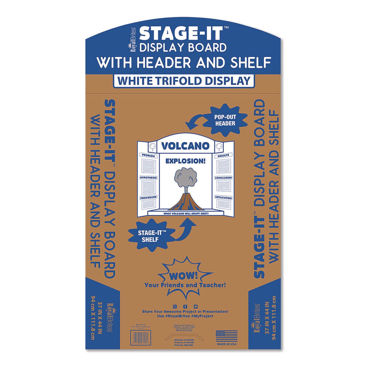 Royal Brites Stage It Display Board, 37" x 44", 1-Ply, Corrugate, White, 5/Pack