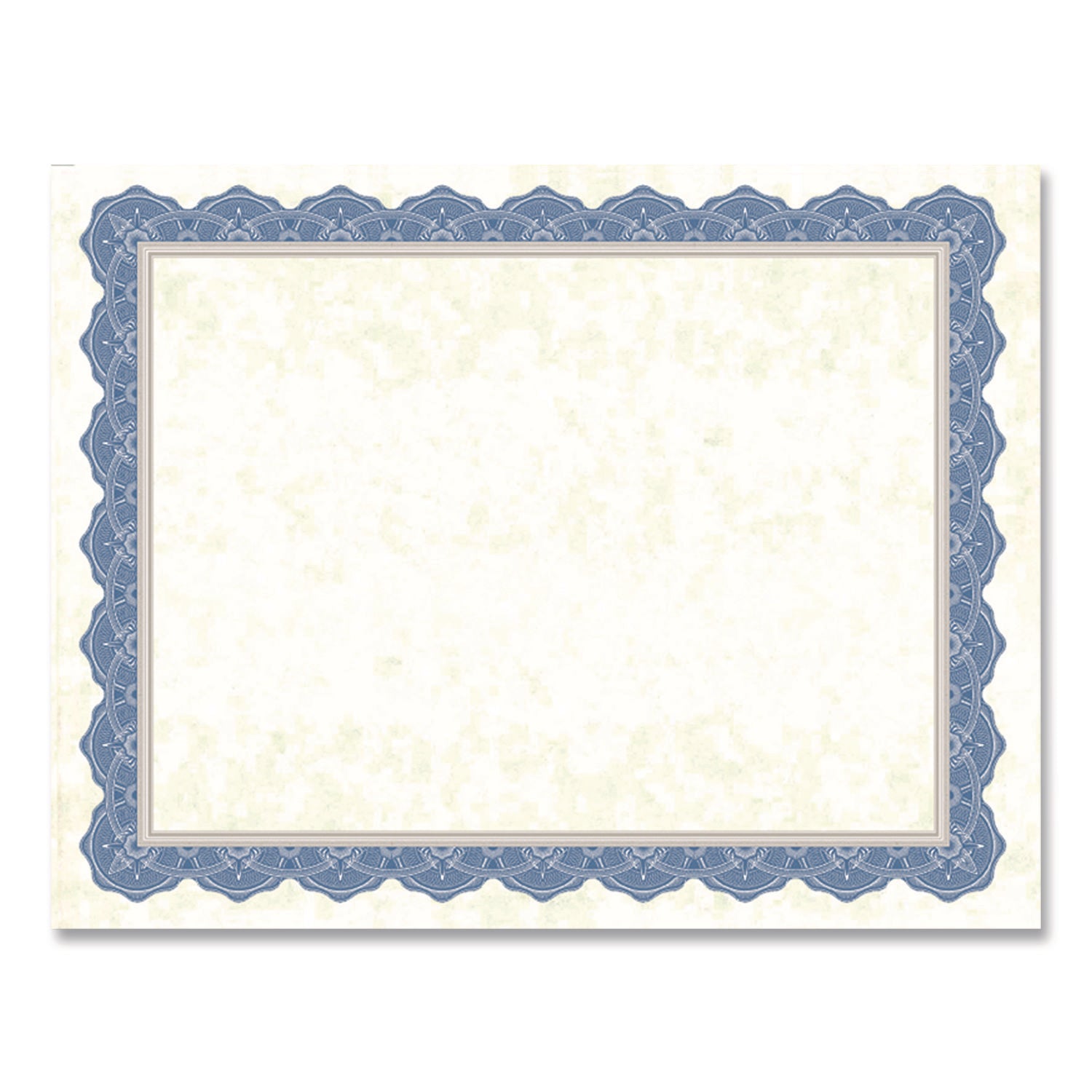 Geographics® Award Certificates, 8.5 x 11, Natural with Braided Blue/Silver Border, 15/Pack