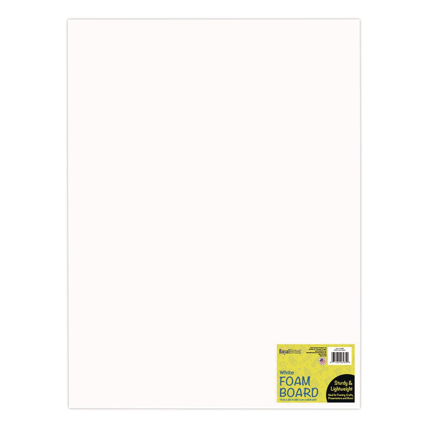 Royal Brites Foam Board, 15" x 20", 3/16" Thick, White, 10/Pack