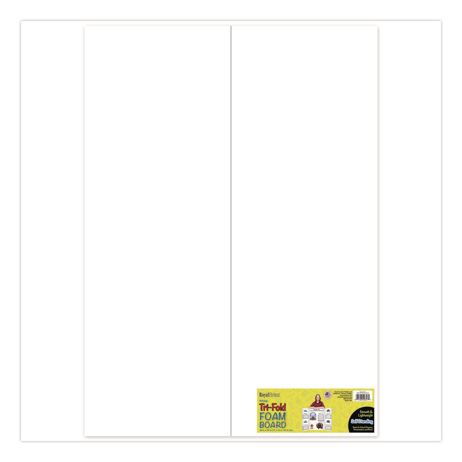 Royal Brites Tri-Fold Foam Board, 28 x 40, 0.19" Thick, White/White