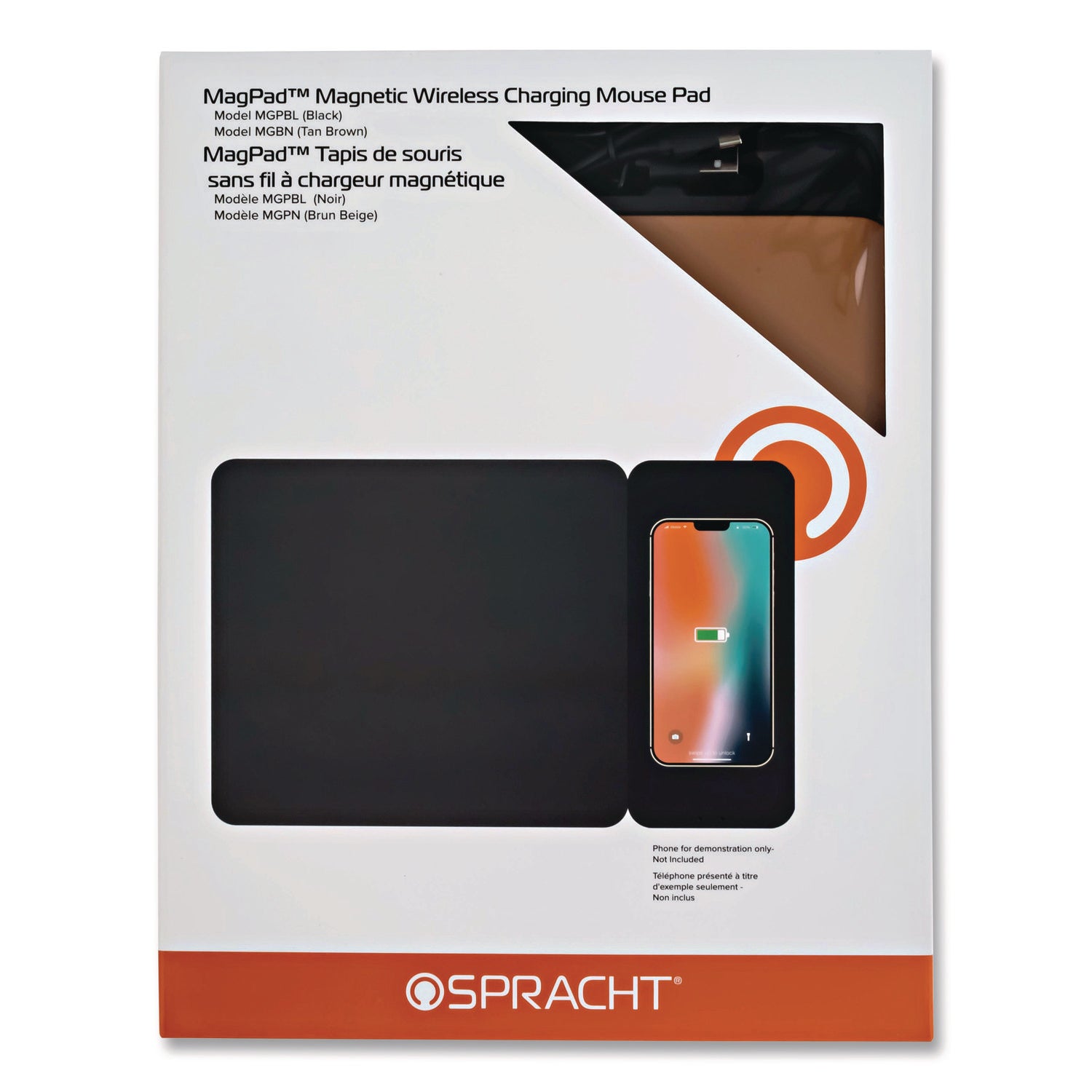 Spracht MagPad Charger and Mouse Pad, Brown