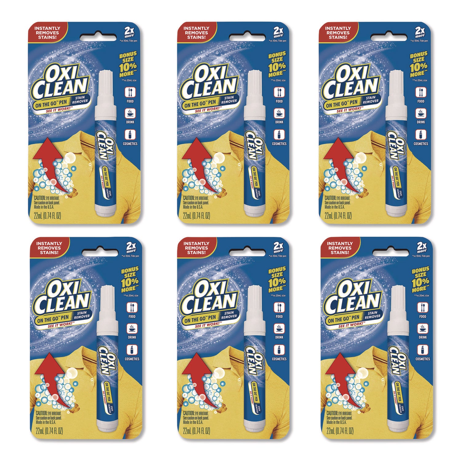 OxiClean™ On-the-Go Pen Stain Remover, Bonus Size, 22 mL, 6/Pack