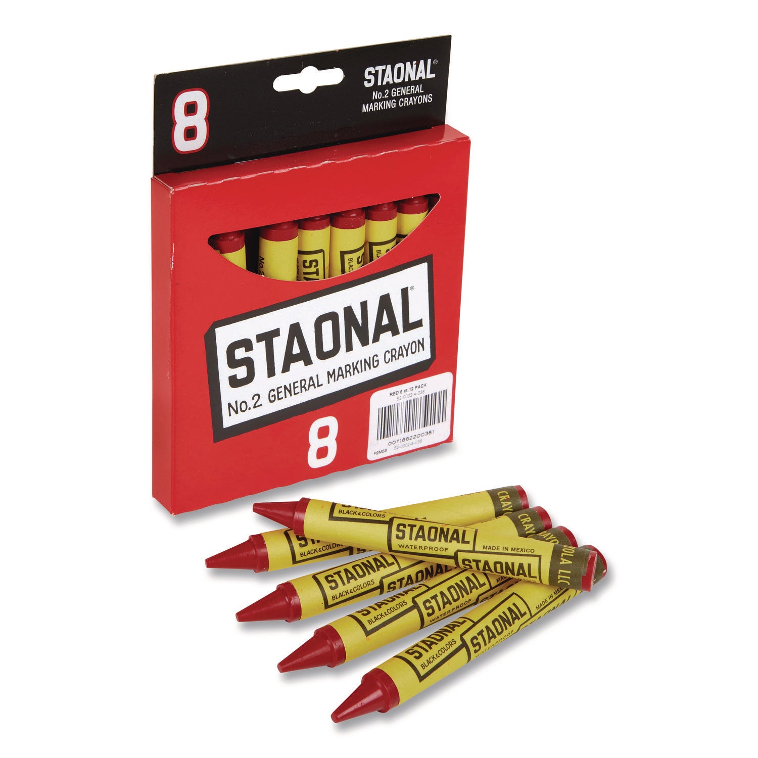 Crayola® Staonal Marking Crayons, Red, 8/Box