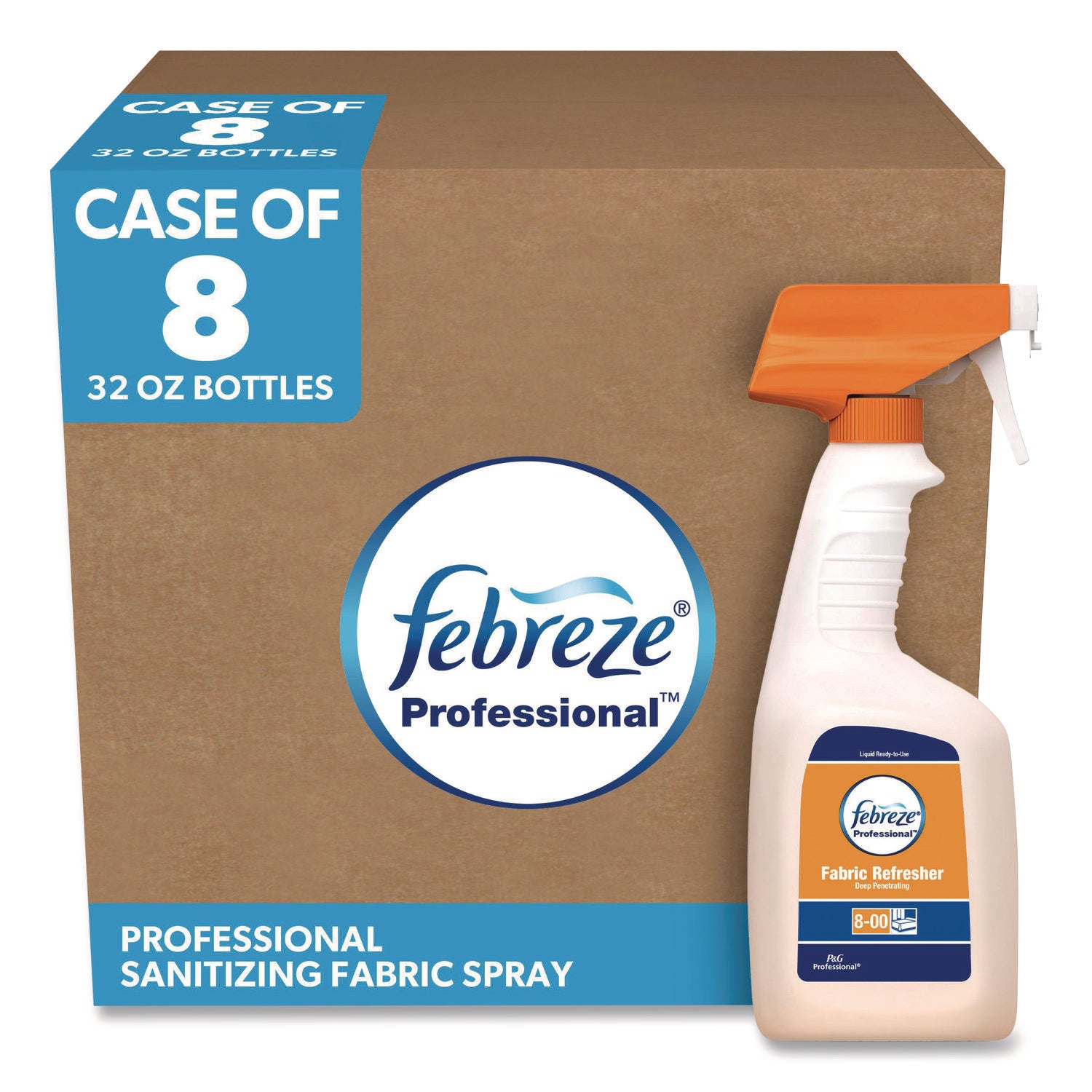 Febreze® Fabric Refresher Spray, Fresh Clean Scent, (8) 32 oz Bottles and (2) Trigger Sprayers/Carton