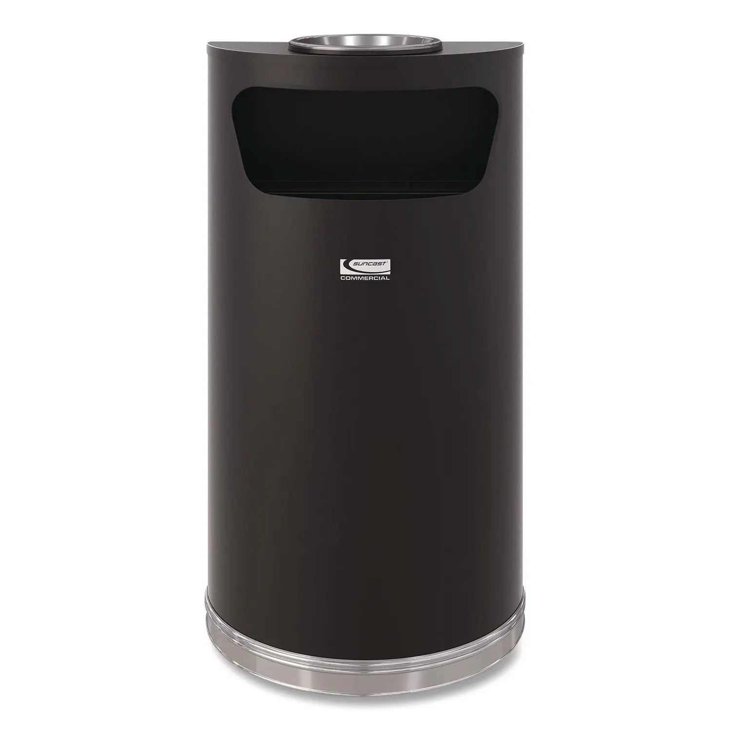 Suncast Commercial® Half Round Metal Trash Can with Ashtray 9 gal Steel Black Suncast Commercial® Flipcost