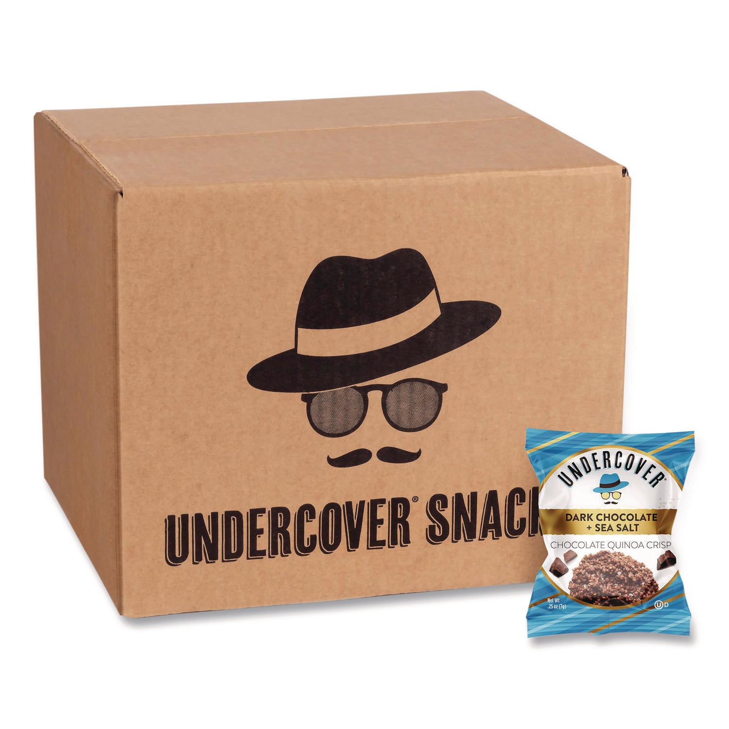 UNDERCOVER® Snacks Dark Chocolate and Sea Salt Mini Quinoa Crisps, 0.25 oz Bag, 125/Carton