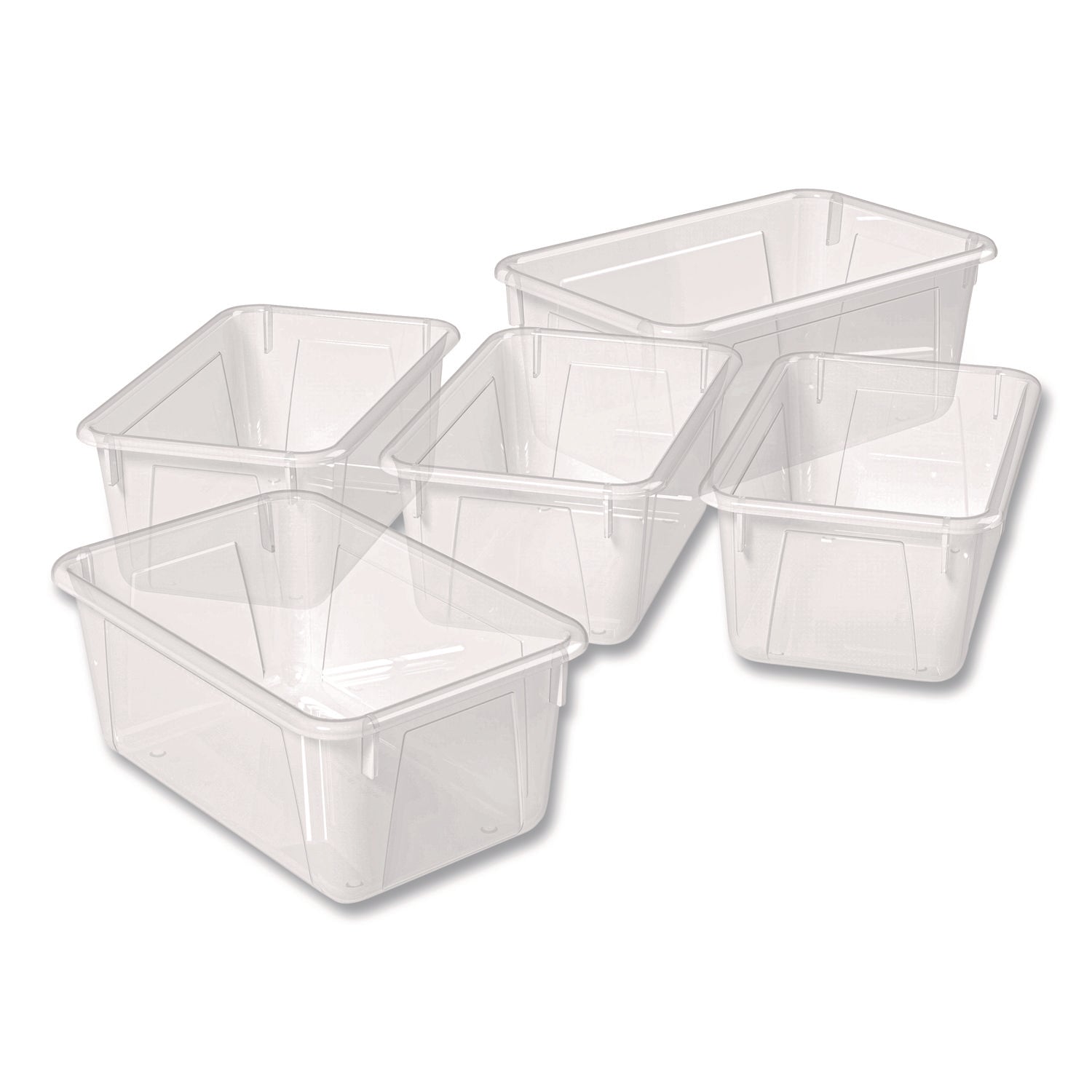 Storex Cubby Bin, 1.8 gal, 7.8" x 12.09" x 5.18", Translucent, 5/Pack
