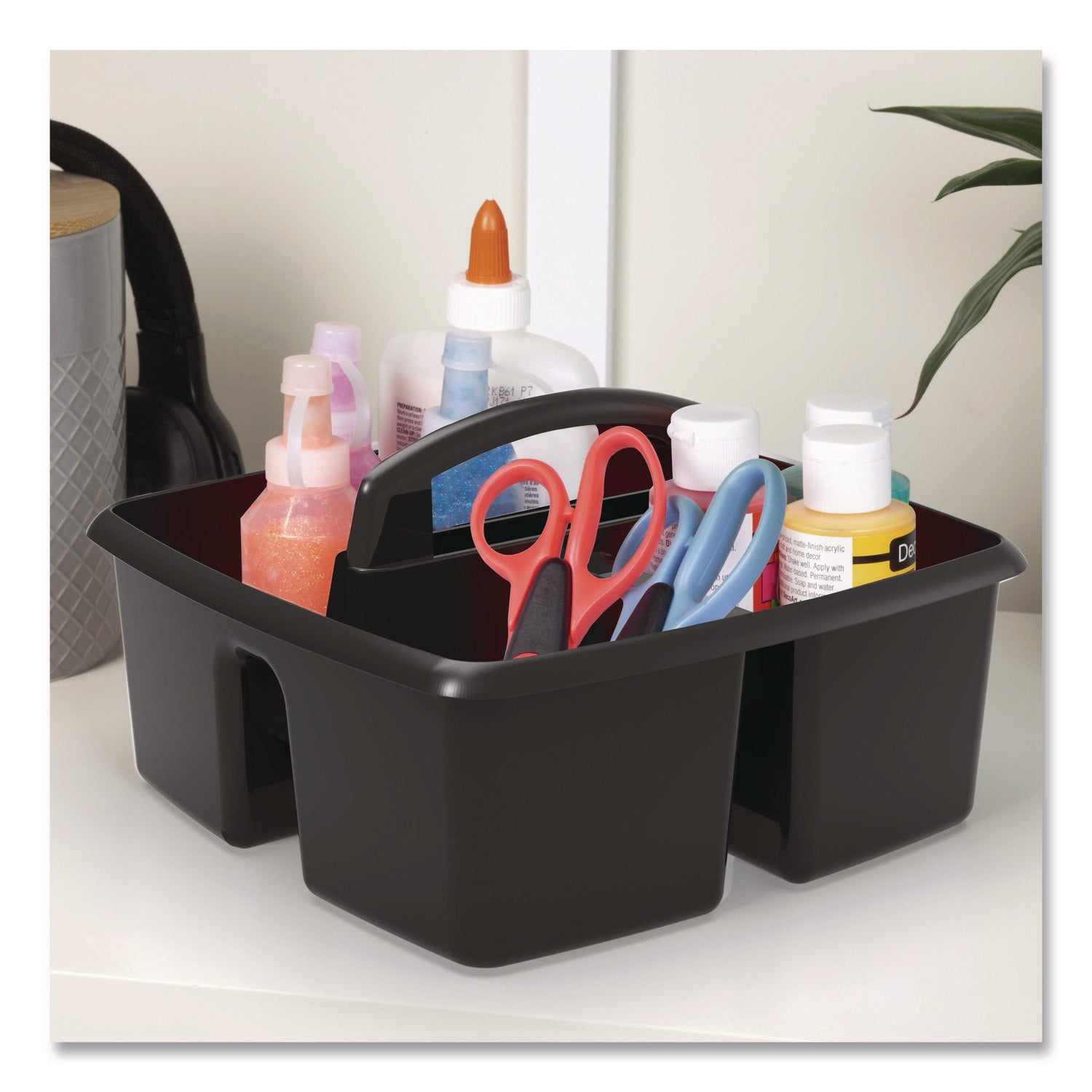 Storex Small Caddy, 9.25 x 9.25 x 12, Black, 6/Pack