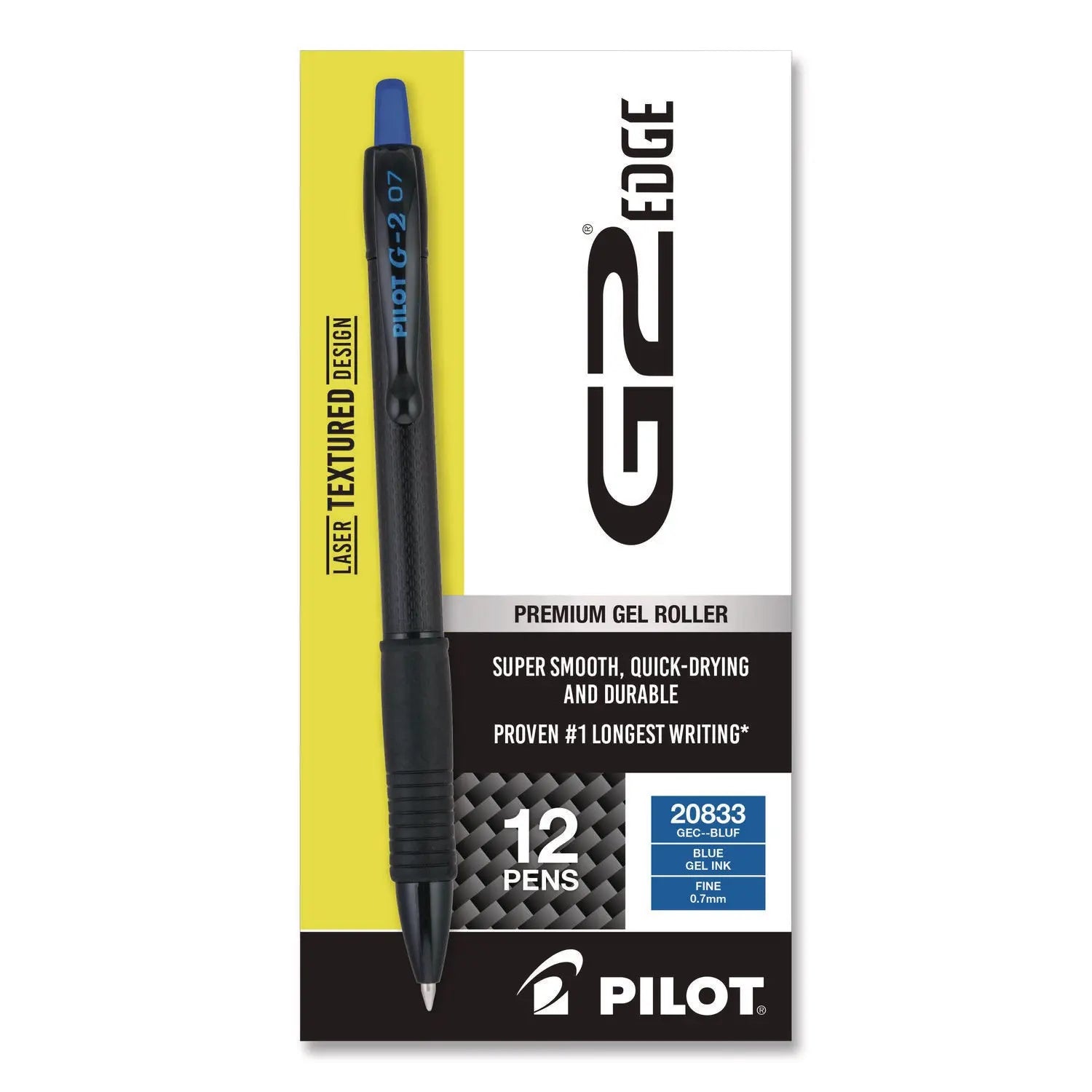 Pilot® G2 Edge Premium Gel Roller Pen Retractable Fine 0.7 mm Blue Ink Black-Blue Barrel Dozen Pilot® Flipcost