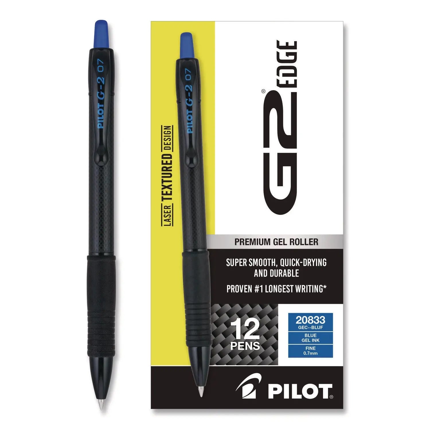 Pilot® G2 Edge Premium Gel Roller Pen Retractable Fine 0.7 mm Blue Ink Black-Blue Barrel Dozen Pilot® Flipcost