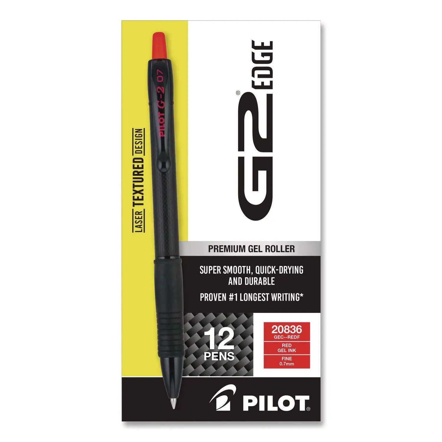 Pilot® G2 Edge Premium Gel Roller Pen Retractable Fine 0.7 mm Red Ink Black-Red Barrel Dozen Pilot® Flipcost