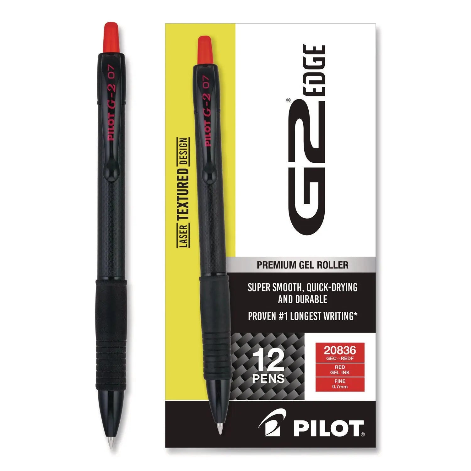 Pilot® G2 Edge Premium Gel Roller Pen Retractable Fine 0.7 mm Red Ink Black-Red Barrel Dozen Pilot® Flipcost