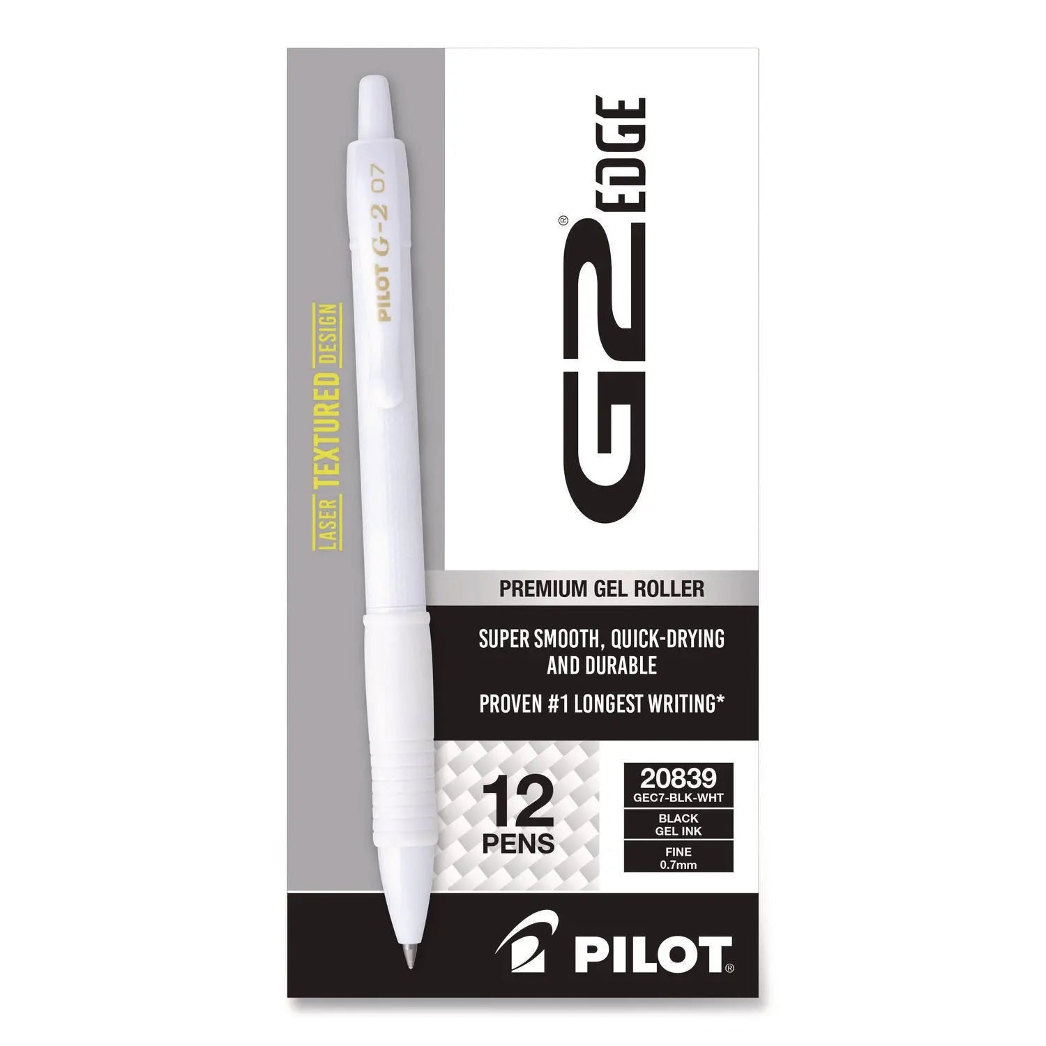 Pilot® G2 Edge Premium Gel Roller Pen Retractable Fine 0.7 mm Black Ink White Barrel Dozen Pilot® Flipcost