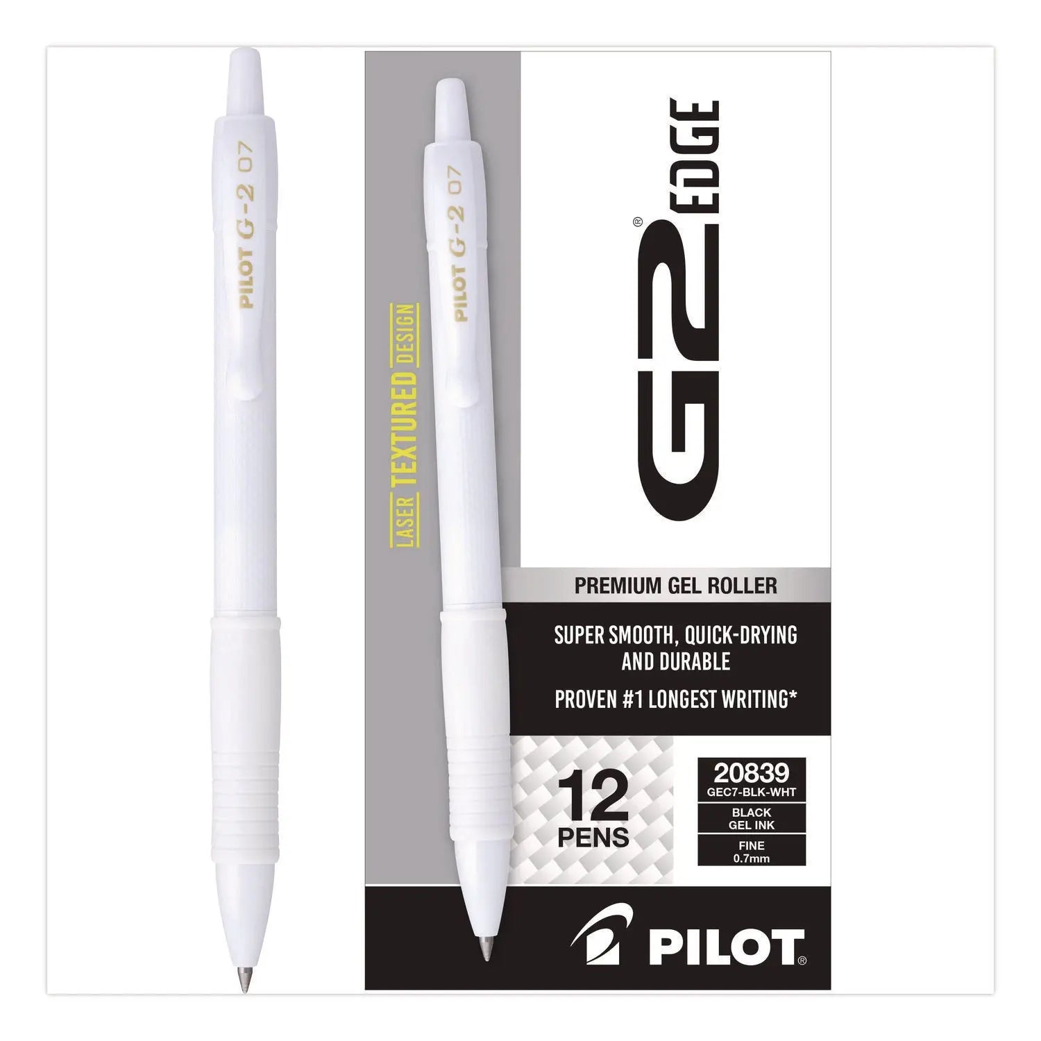 Pilot® G2 Edge Premium Gel Roller Pen Retractable Fine 0.7 mm Black Ink White Barrel Dozen Pilot® Flipcost