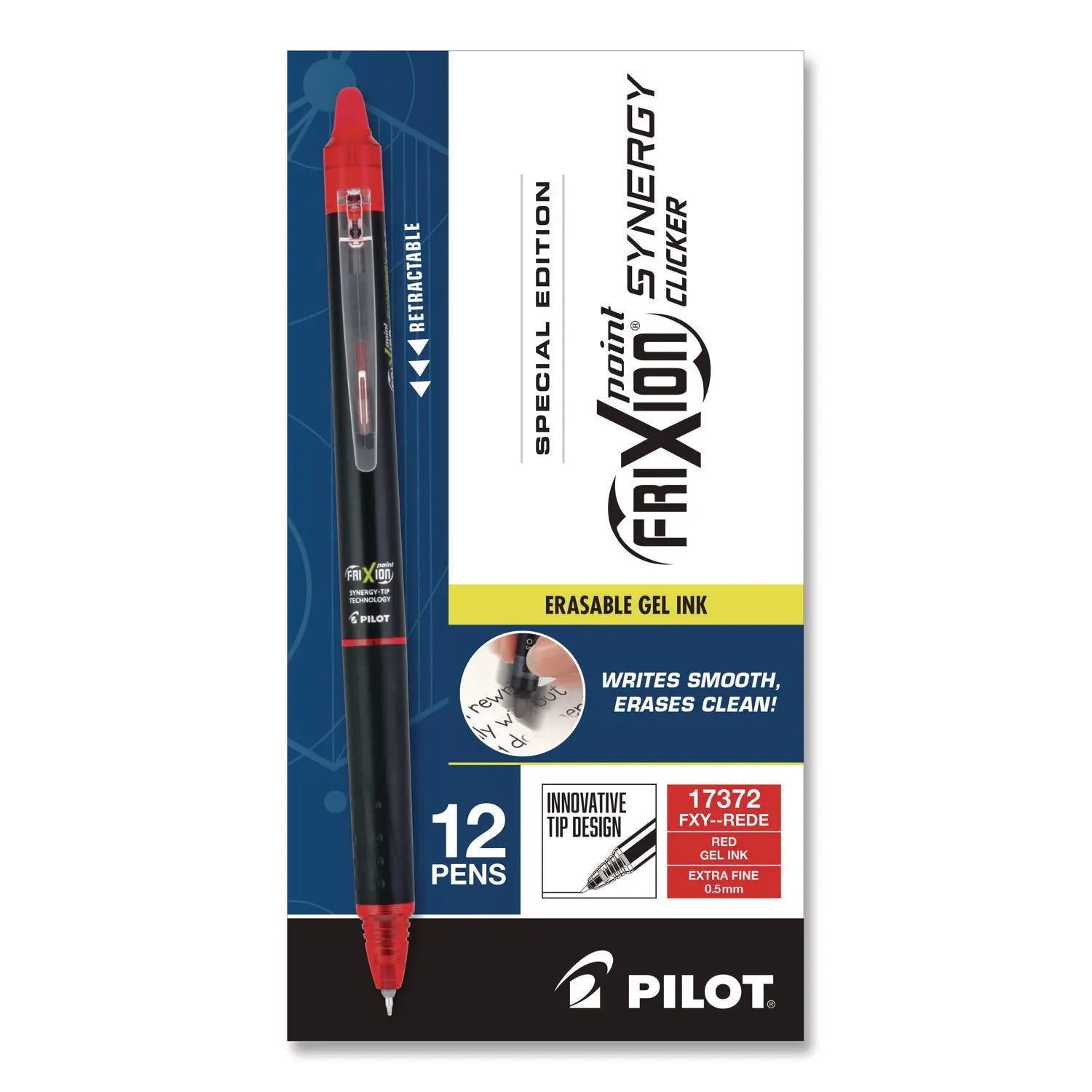 Pilot® Frixion Synergy Clicker Erasable Gel Pen Retractable Extra Fine 0.5 mm Red Ink Black-Red Barrel Dozen Pilot® Flipcost