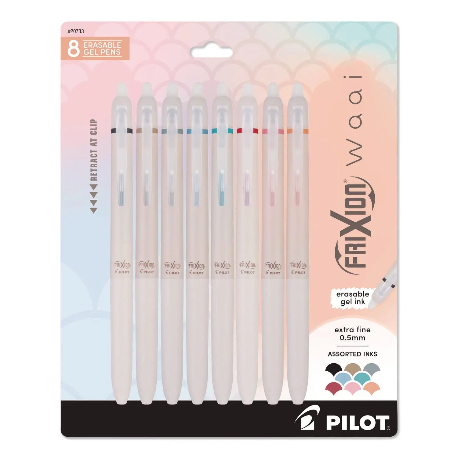Pilot® Frixion Waai Erasable Gel Pen Retractable Extra Fine 0.5 mm Assorted Ink and Barrel Colors 8-Pack Pilot® Flipcost