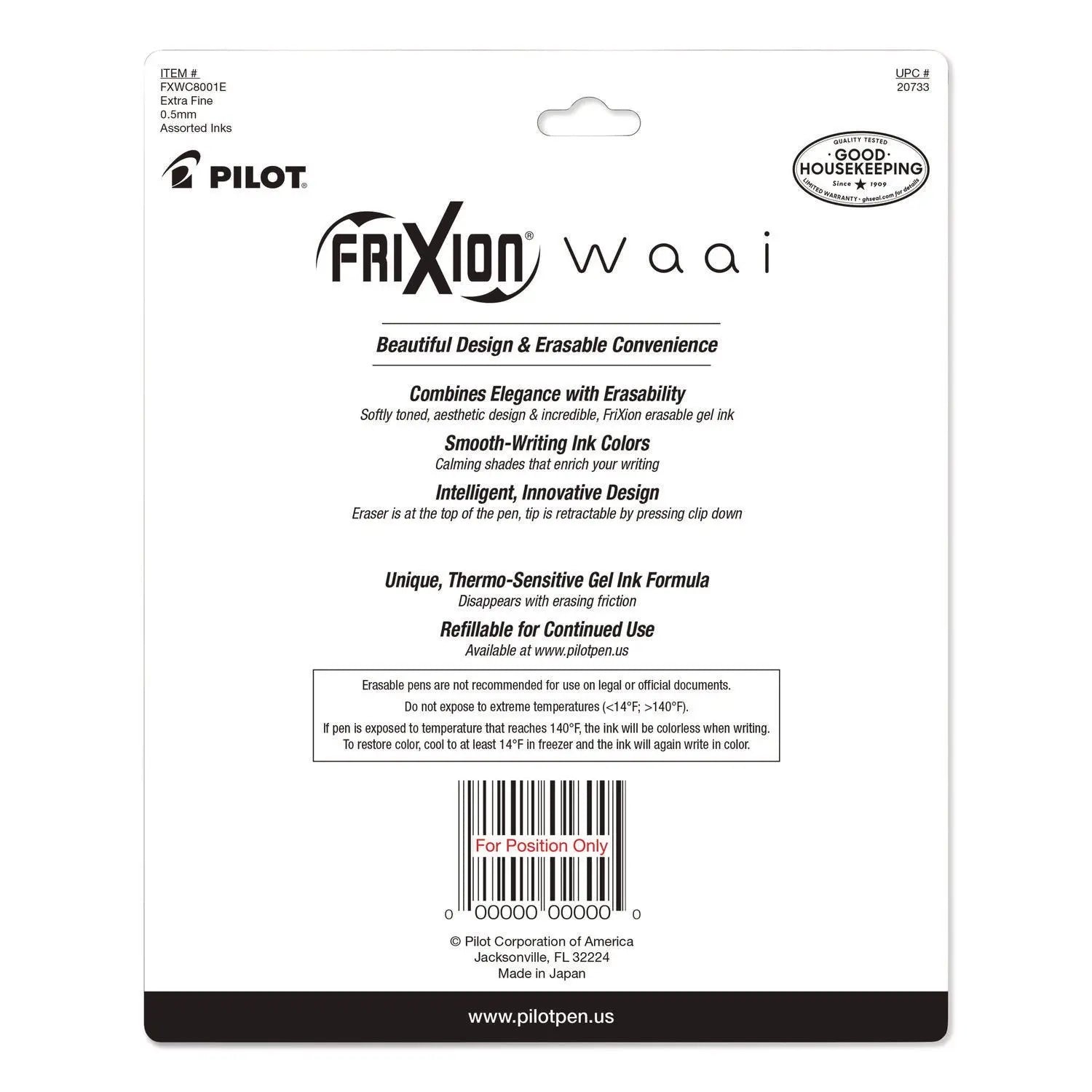 Pilot® Frixion Waai Erasable Gel Pen Retractable Extra Fine 0.5 mm Assorted Ink and Barrel Colors 8-Pack Pilot® Flipcost