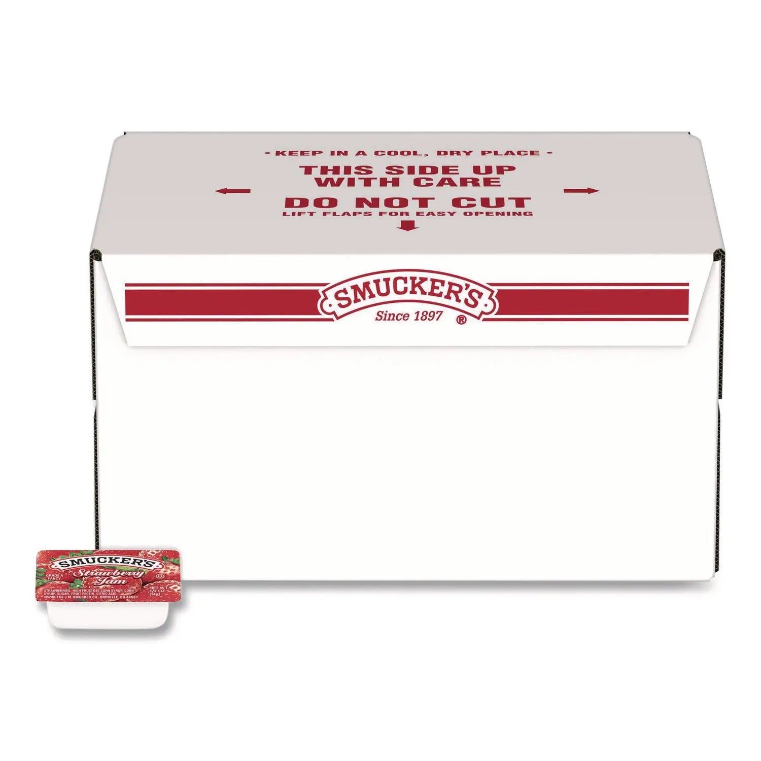 Smucker's® Jelly-Jam Plastic Portion Control Cups Strawberry 0.5 oz Cup 200-Carton Smucker's® Flipcost