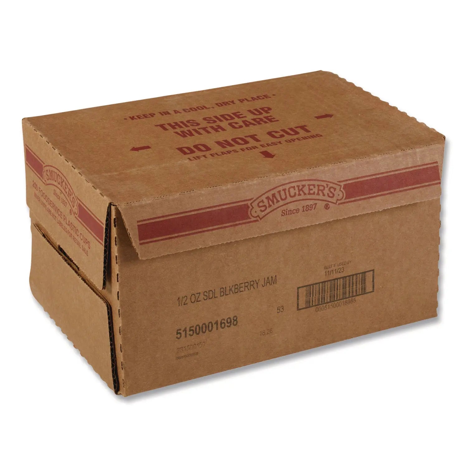 Smucker's® Jelly-Jam Plastic Portion Control Cups Blackberry 0.5 oz Cup 200-Carton Smucker's® Flipcost