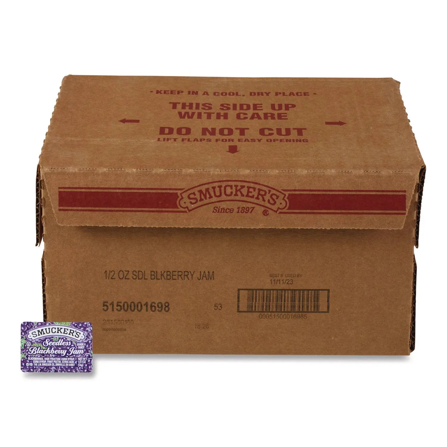 Smucker's® Jelly-Jam Plastic Portion Control Cups Blackberry 0.5 oz Cup 200-Carton Smucker's® Flipcost