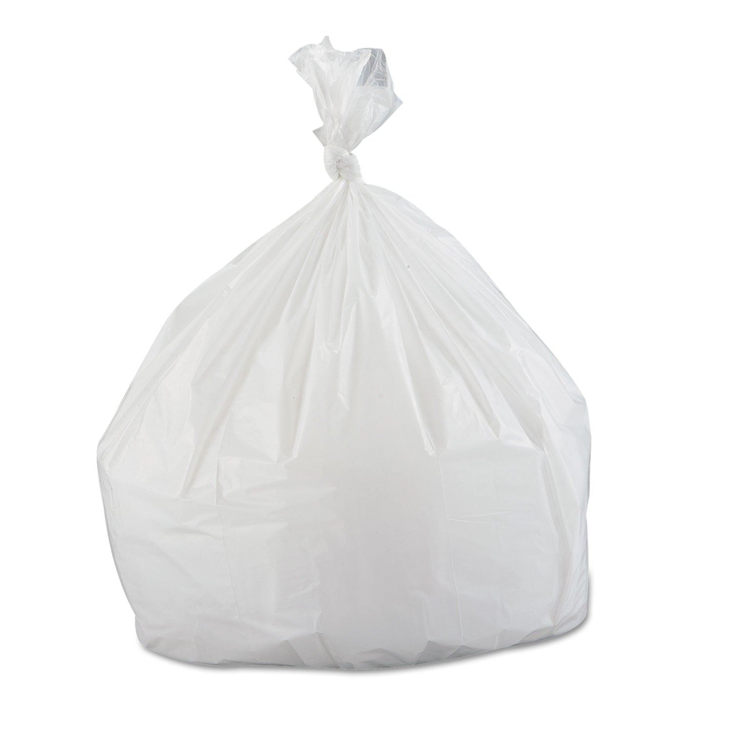 Inteplast Group Low-Density Commercial Can Liners, 33 gal, 0.8 mil, 33" x 39", White, Interleaved Roll, 25 Bags/Roll, 6 Rolls/Carton