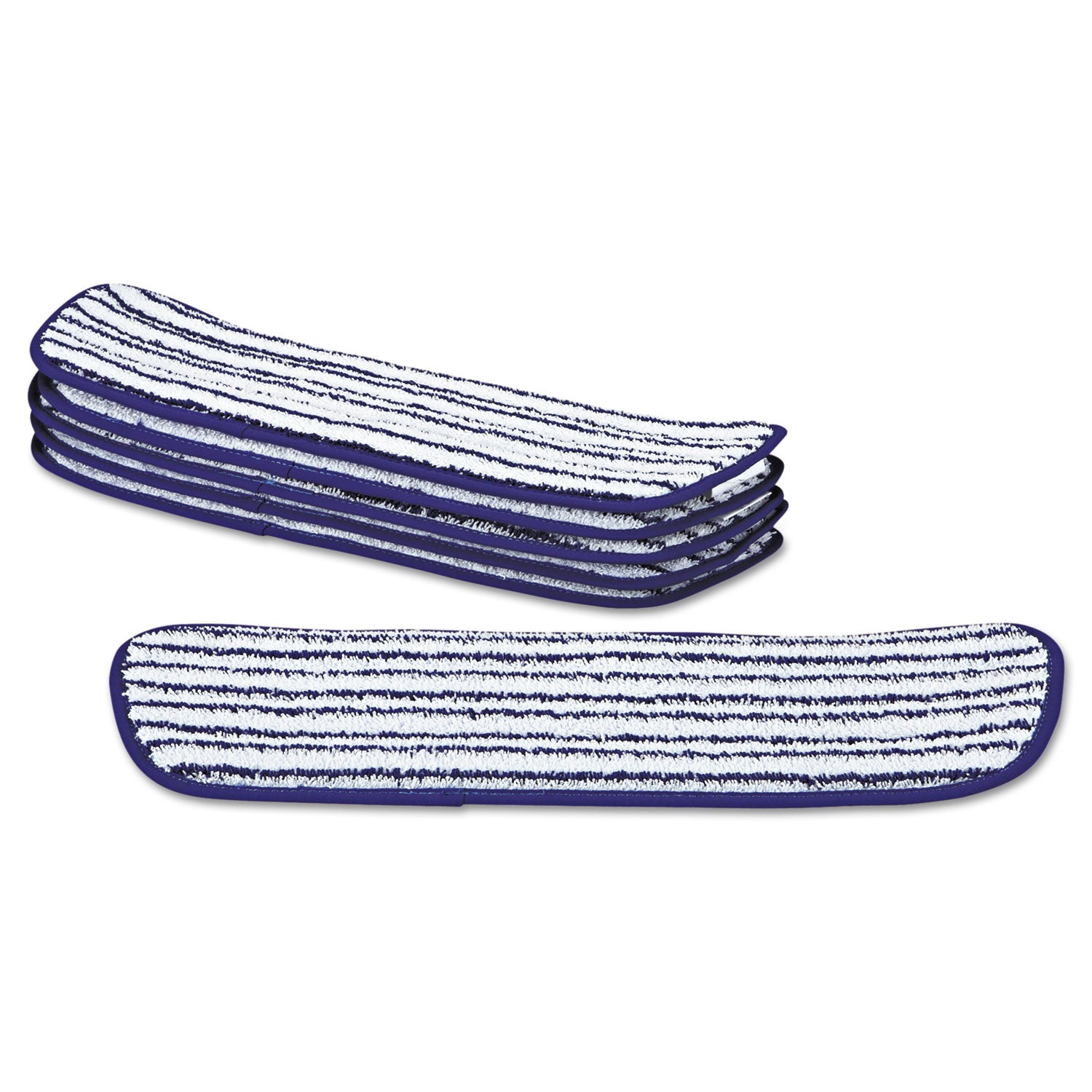 Rubbermaid® Commercial Microfiber Finish Pad, 18 x 5.5, Blue/White, 6/Box
