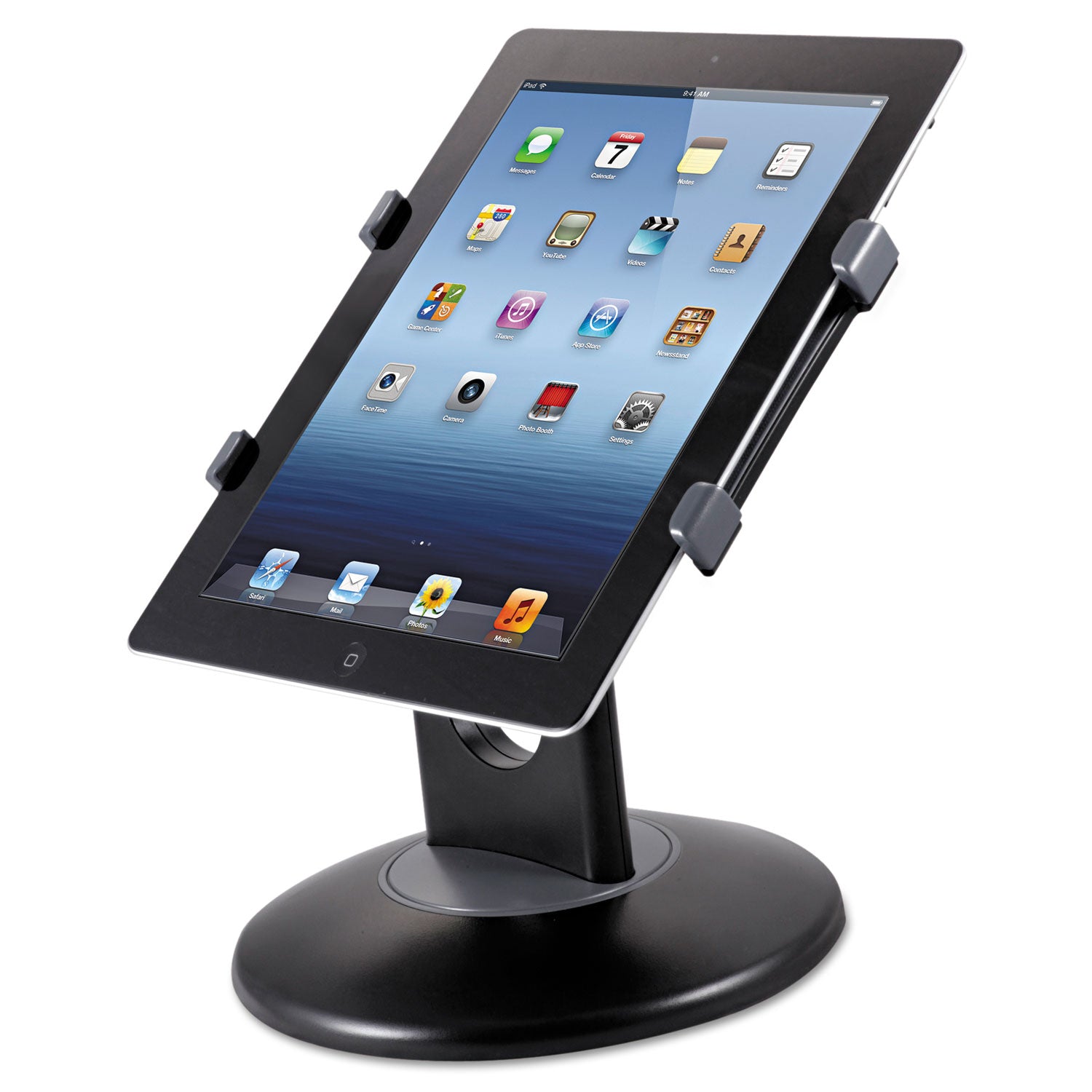 Kantek Stand For 7" To 10" Tablets, Swivel Base, Plastic, Black