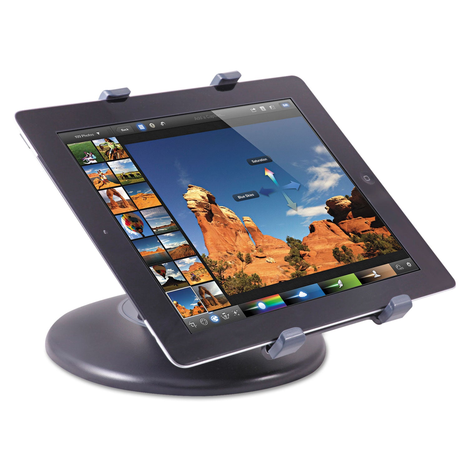 Kantek Stand For 7" To 10" Tablets, Swivel Base, Plastic, Black