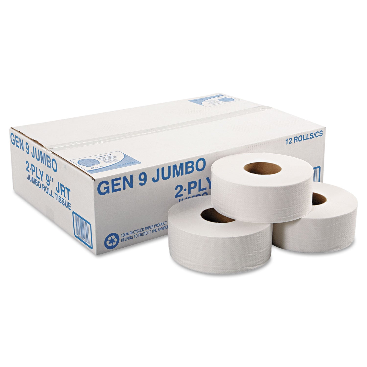 General Supply Jumbo Roll Bath Tissue, Septic Safe, 2-Ply, White, 3.3" X 700 Ft, 12/carton