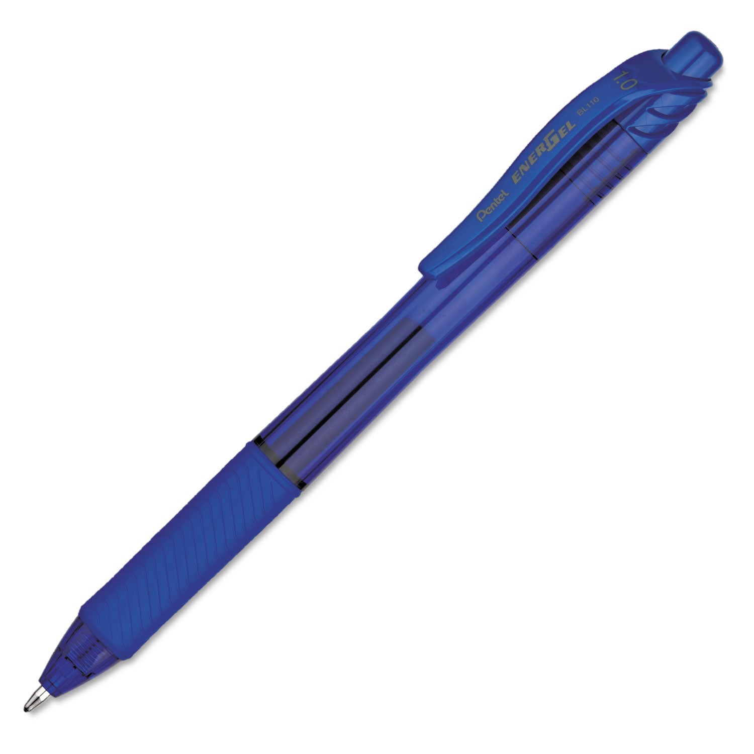 Pentel® EnerGel-X Gel Pen, Retractable, Bold 1 mm, Blue Ink, Translucent Blue/Blue Barrel, Dozen