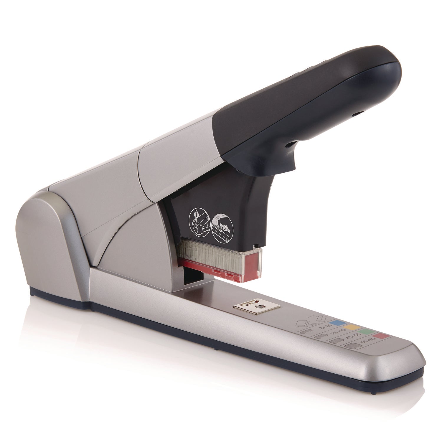 Heavy-Duty Cartridge Stapler, 80-Sheet Capacity, Silver