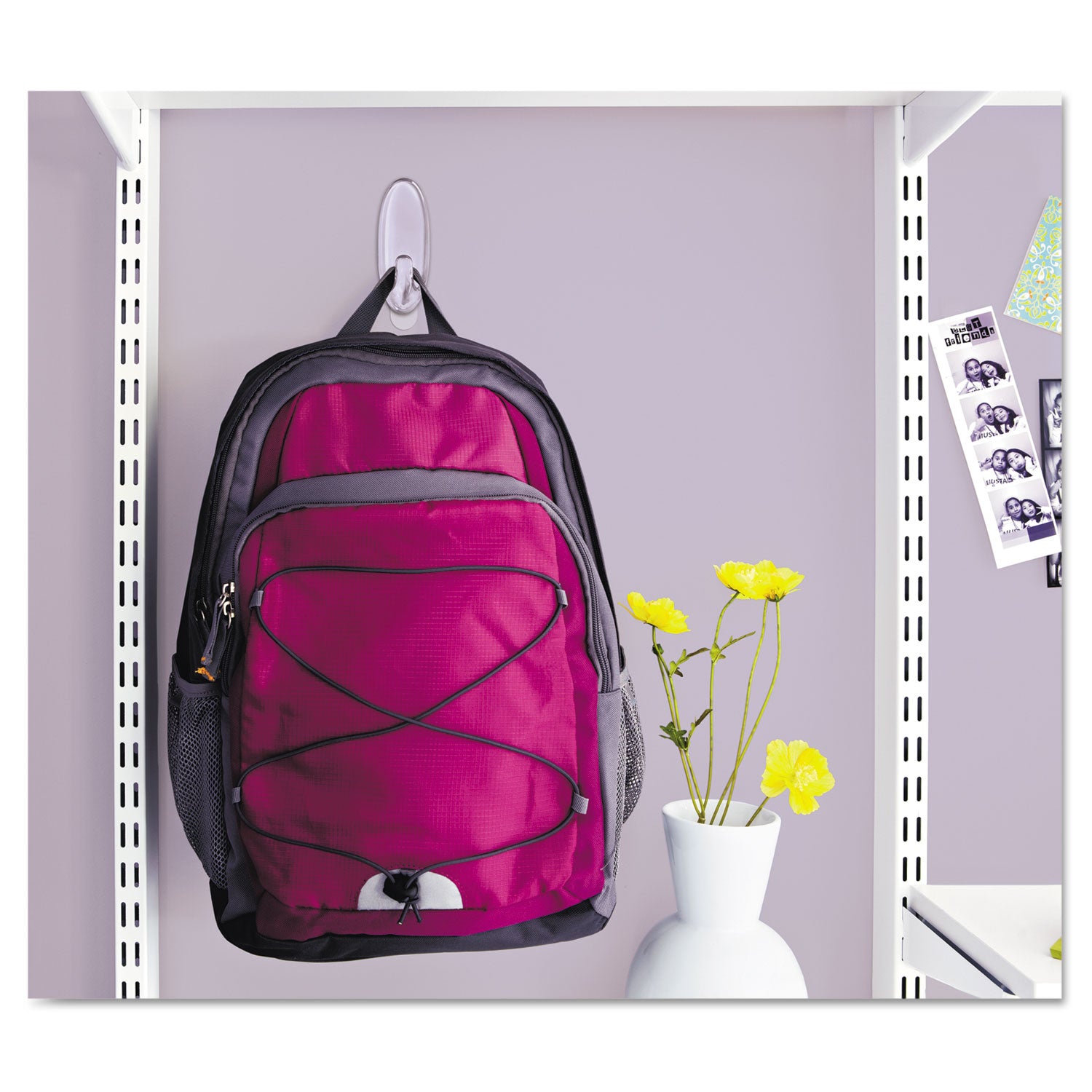 Command™ Clear Hooks and Strips, Medium, Plastic, 2 lb Capacity, 6 Hooks and 12 Strips/Pack