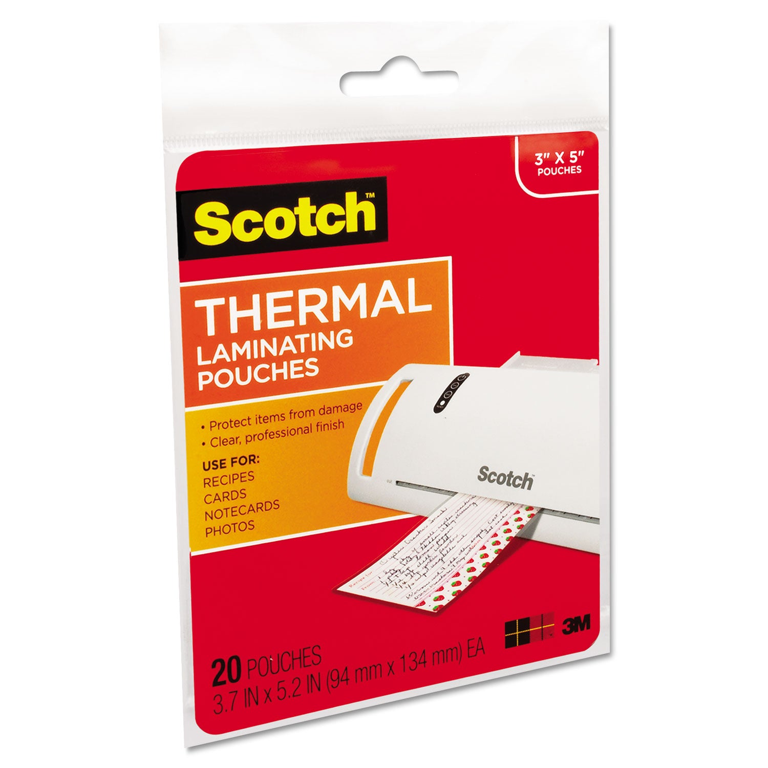 Scotch™ Laminating Pouches, 5 Mil, 5.38" X 3.75", Gloss Clear, 20/pack