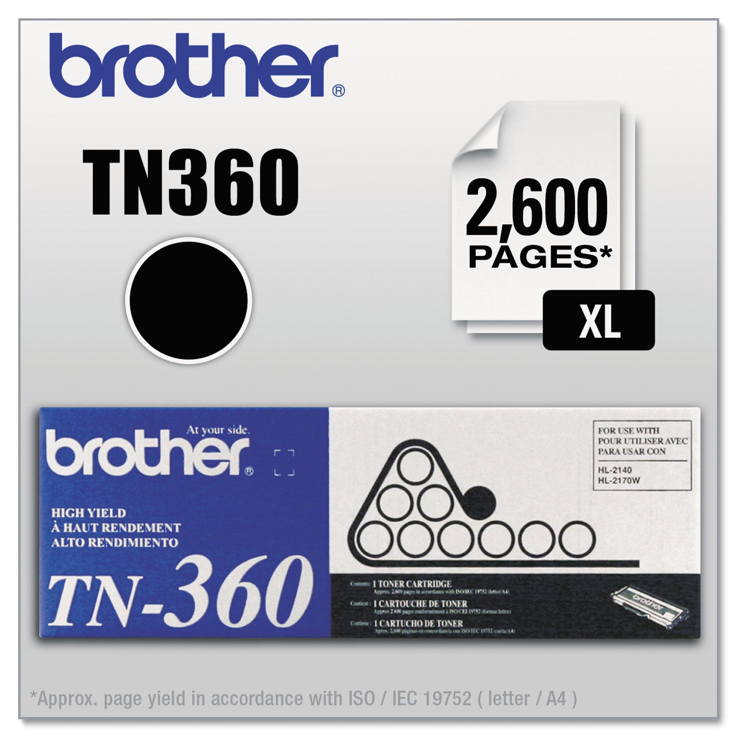 Brother Tn360 High-Yield Toner, 2,600 Page-Yield, Black