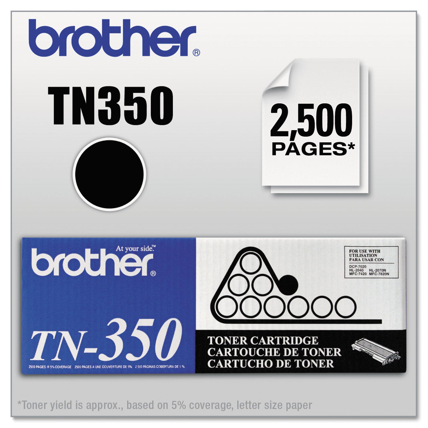 Brother Tn350 Toner, 2,500 Page-Yield, Black