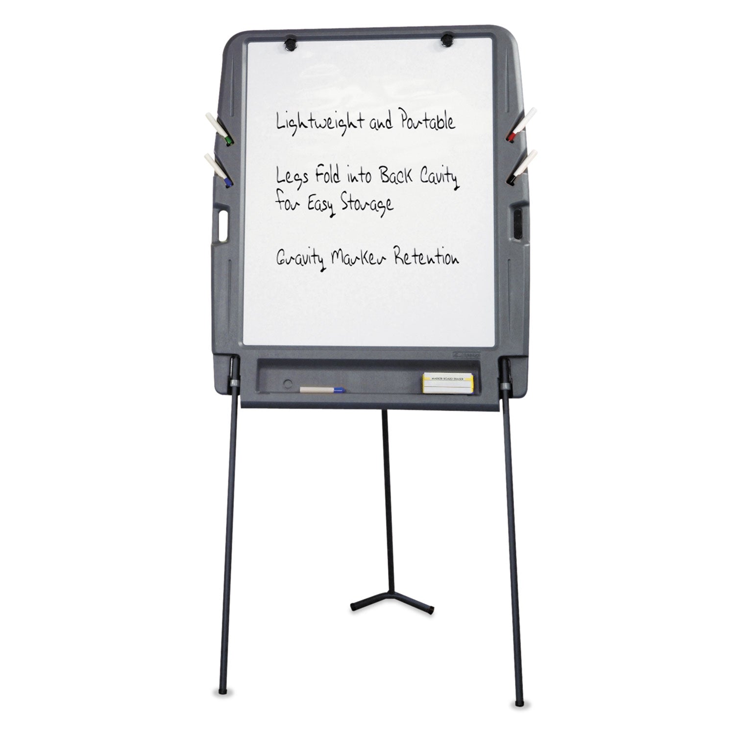 Iceberg Ingenuity Portable Flipchart Easel with Dry Erase Surface, 35" x 30", White Surface, Charcoal Gray Polyethylene Frame